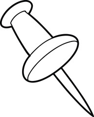 Pushpin Outline Icon Line Art Drawing Vector | Office, Reminder & Stationery Tool Design