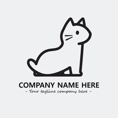 Cat illustration black and white for logo company vector image