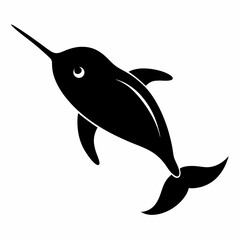Obraz premium Minimalist Narwhal Silhouette in Black