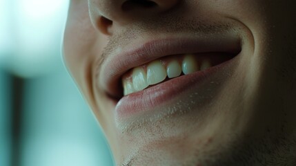 Obraz premium Close-Up Smile of a Young Adult in a Natural, Romantic Setting