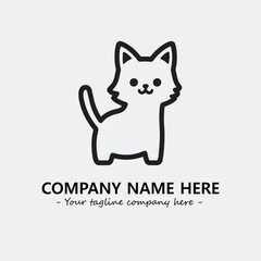 Cat illustration black and white for logo company vector image