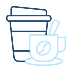 Coffee Icon Two Color Outline Style. Vector Illustration For Graphic Design