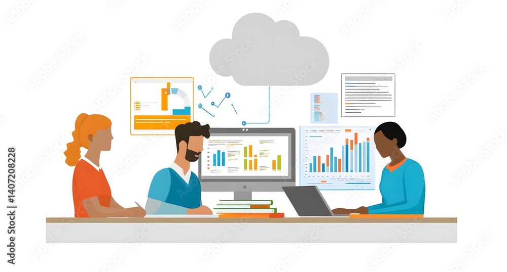 Poster the concept of ​​creating a digital project management team or a high-quality learning environment t