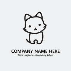 Cat illustration black and white for logo company vector image