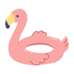 Flamingo cartoon character on white background.