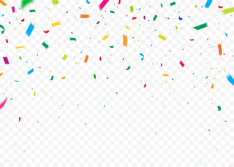 Colorful Confetti Falling on Transparent Background for Celebrations, Festivals, and Special Events Design Elements