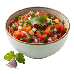 Traditional mexican salsa in a bowl isolated on white background.