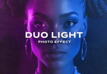 Dual Color Duotone Gradient Double Light Photo Effect Paper Texture Template Mockup Overlay Style