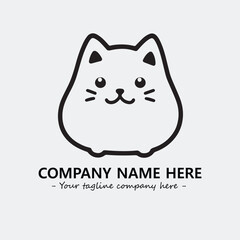 Cat illustration black and white for logo company vector image
