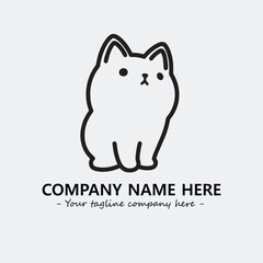 Cat illustration black and white for logo company vector image