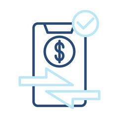 Transaction Icon Two Color Outline Style. Vector Illustration For Graphic Design