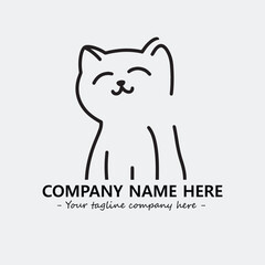 Cat illustration black and white for logo company vector image
