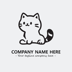 Cat illustration black and white for logo company vector image