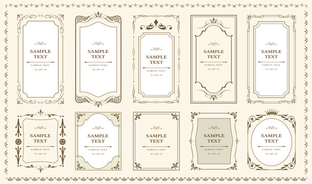Set of Decorative vintage frames and borders set. Design elements for packaging design and invitations. Vector design. floral ornament..eps