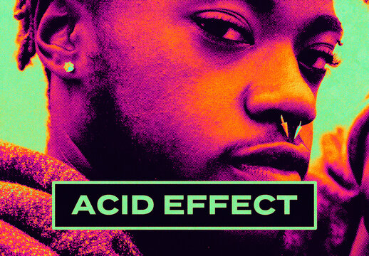 Acid Gradient Modern Creative Magazine Poster Photo Effect Paper Texture Template Mockup Overlay Style