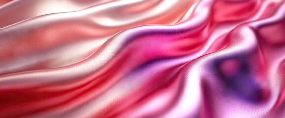 Obraz premium Wavy, shiny, pink fabric folds. Smooth surface texture, gradient color blend. Softness & elegance