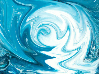 Abstract blue wave. Original creative painting. Hand drawn, impressionism style, color texture