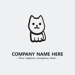 Cat illustration black and white for logo company vector image