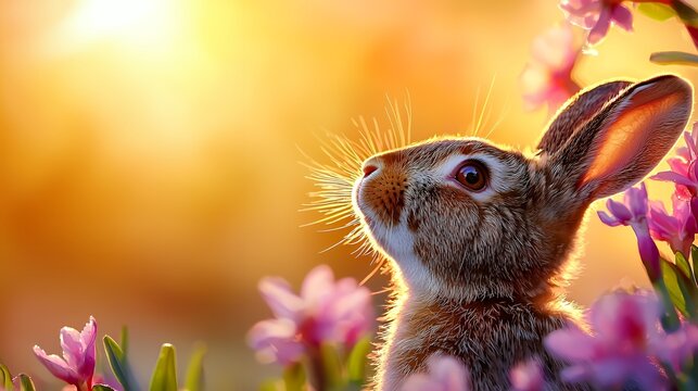 Spring hare in sunset light