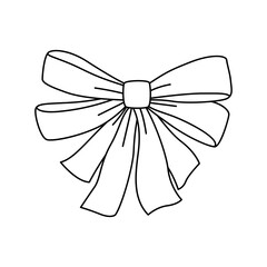 Satin bow illustration. Ribbon with knot for gift card and design.