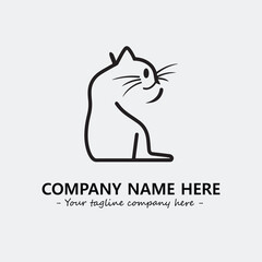 Cat illustration black and white for logo company vector image