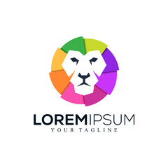 Colorful abstract lion logo design