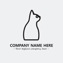Cat illustration black and white for logo company vector image