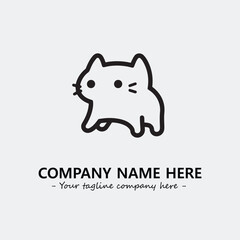 Cat illustration black and white for logo company vector image