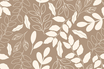 Obraz premium Leaves seamless pattern design with leaves. leaf pattern design for fabric, cotton, wallpaper, satin, gift wrap, carpet, background.