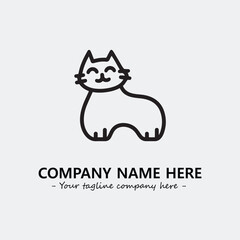 Cat illustration black and white for logo company vector image