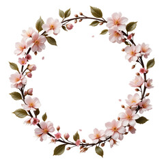 Naklejka premium Pink Cherry Blossoms and Leafy Twig – Transparent PNG for Floral Compositions