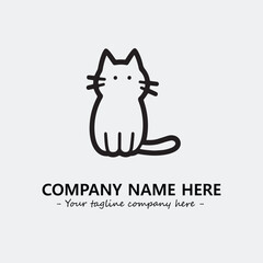 Cat illustration black and white for logo company vector image