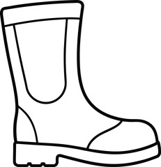 Rubber Boot Doodle Outline Icon Line Art Drawing Vector | Footwear, Rain Gear & Garden Style Design