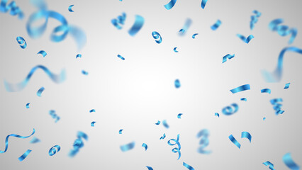 blue confetti explosion and ribbon background vector	