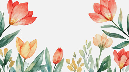 Fototapeta premium Elegant wedding invitation card background . Minimal hand painted watercolor botanical flowers texture template background. Design for wedding, vip cover, poster, rsvp moderncard.Valentine's Day