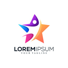 Abstract star people logo design