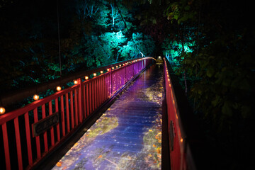 Fototapeta premium Night view of Jozankei Hot Spring Town in Sapporo, Hokkaido, Japan