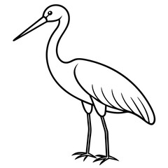 Minimalist Stork Line Art Vector
