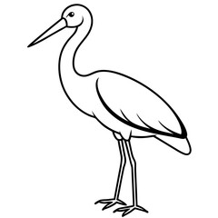 Minimalist Stork Line Art Vector