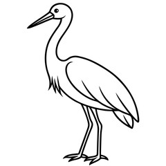 Minimalist Stork Line Art Vector