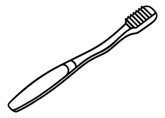 Toothbrush line art silhouette vector for hygiene, health, and dental care themes

