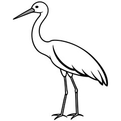 Naklejka premium Minimalist Stork Line Art Vector