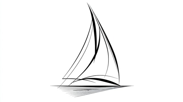 Simple sailboat logo, vector art, white background