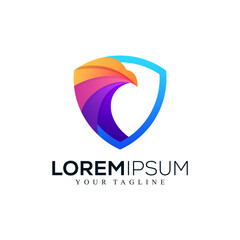 Abstract coloruful eagle with shield logo design