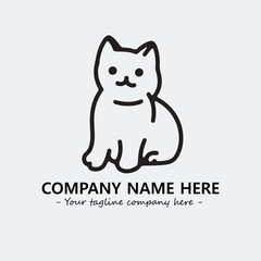 Cat illustration black and white for logo company vector image