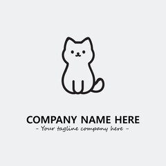 Cat illustration black and white for logo company vector image