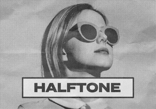 Halftone Retro Risograph Magazine Photo Effect Paper Texture Template Mockup Overlay Style