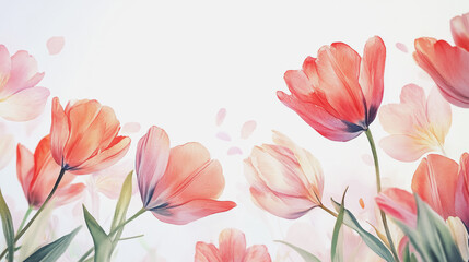 Fototapeta premium Elegant wedding invitation card background . Minimal hand painted watercolor botanical flowers texture template background. Design for wedding, vip cover, poster, rsvp moderncard.Valentine's Day