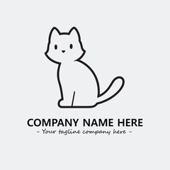 Cat illustration black and white for logo company vector image