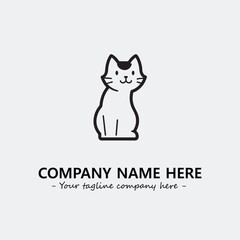 Cat illustration black and white for logo company vector image